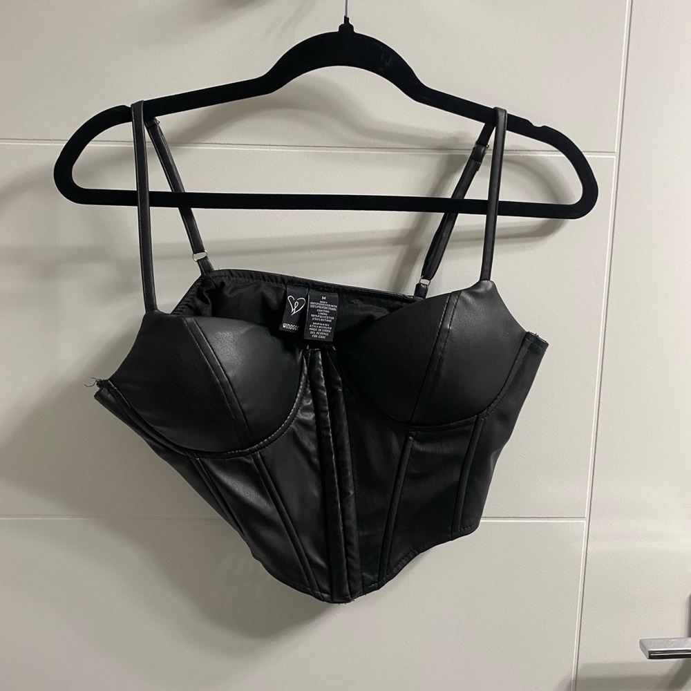 Faux leather bustier top